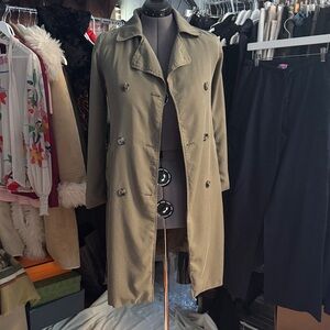 LOFT Olive Double-Breasted Trench Coat XS